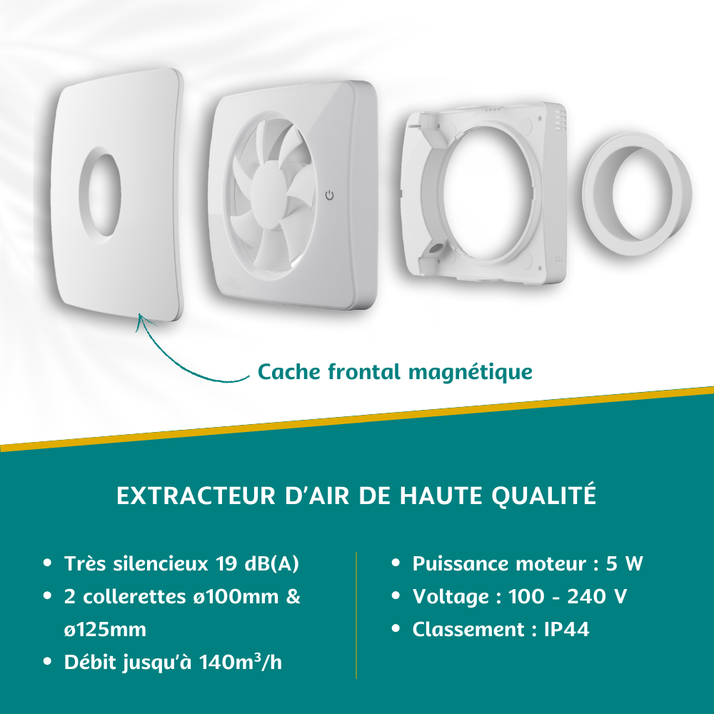 KELIS - Extracteur d'air intelligent connecté pour Salle de Bain, WC et Cuisine - Détection Humidité, Lumière et Odeurs avec Minuterie Intégrée - - 2