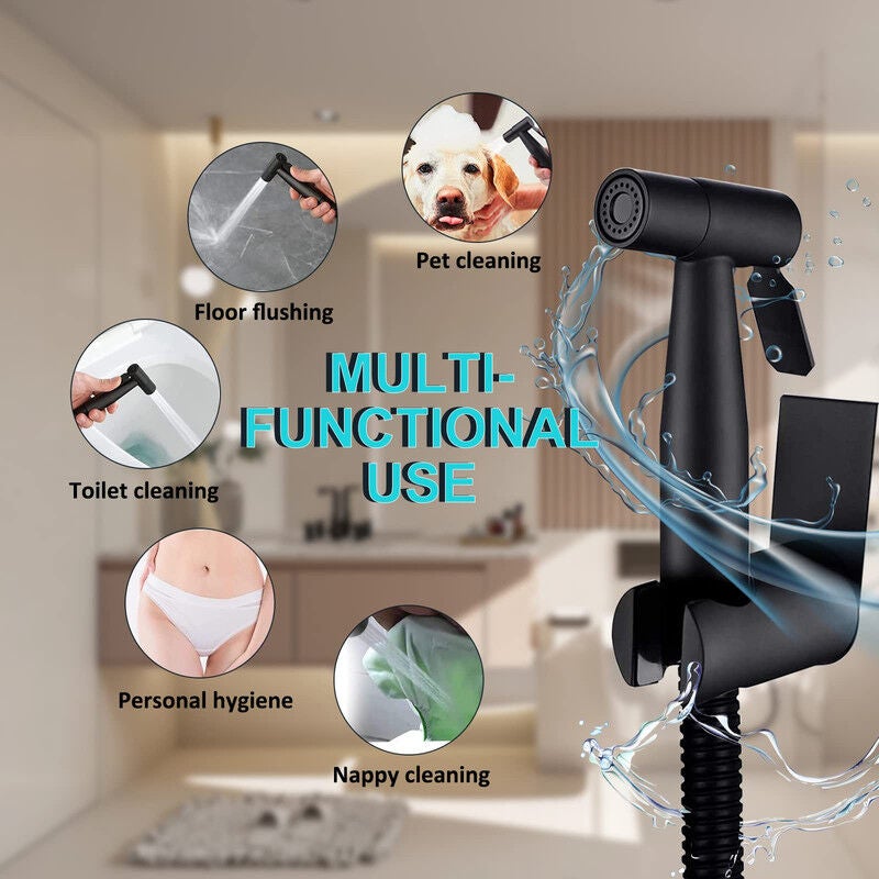 Kit hygiène robinet 3 voies – Douchette WC avec flexible 150cm – Acier inoxydable,eau chaude/froide – Installation facile,support inclus - 5