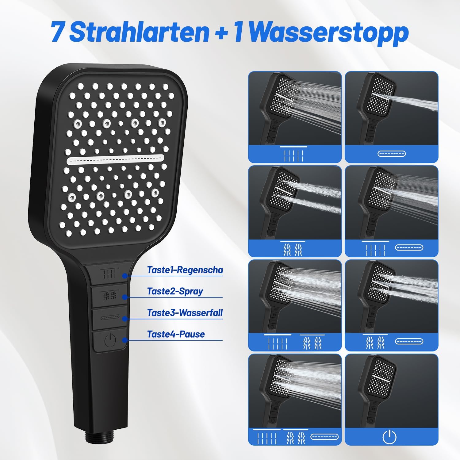 Pommeau De Douche, 3 Types De Jets, Douchette Universelle Avec Jets Haute Pression