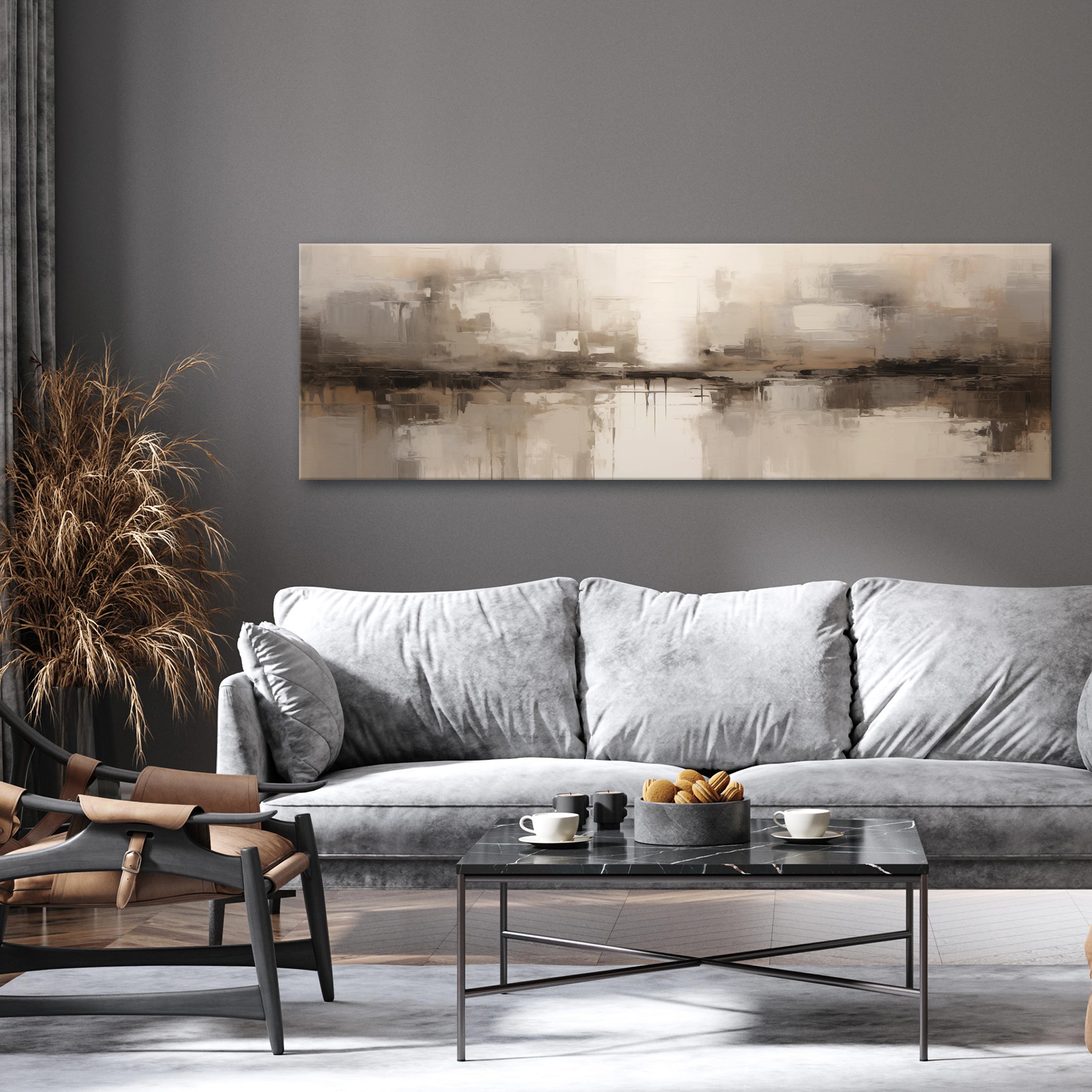 Impression sur Toile Abstraction Boho Art Moderne 145x45 cm XXL Tableau Décoration Murale Intissée pour Salon Chambre pret a accroche - 2