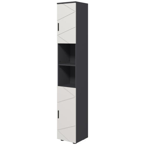 Mueble de baño estrecho, mueble alto para inodoro con estante ajustable y 2 compartimentos abiertos.