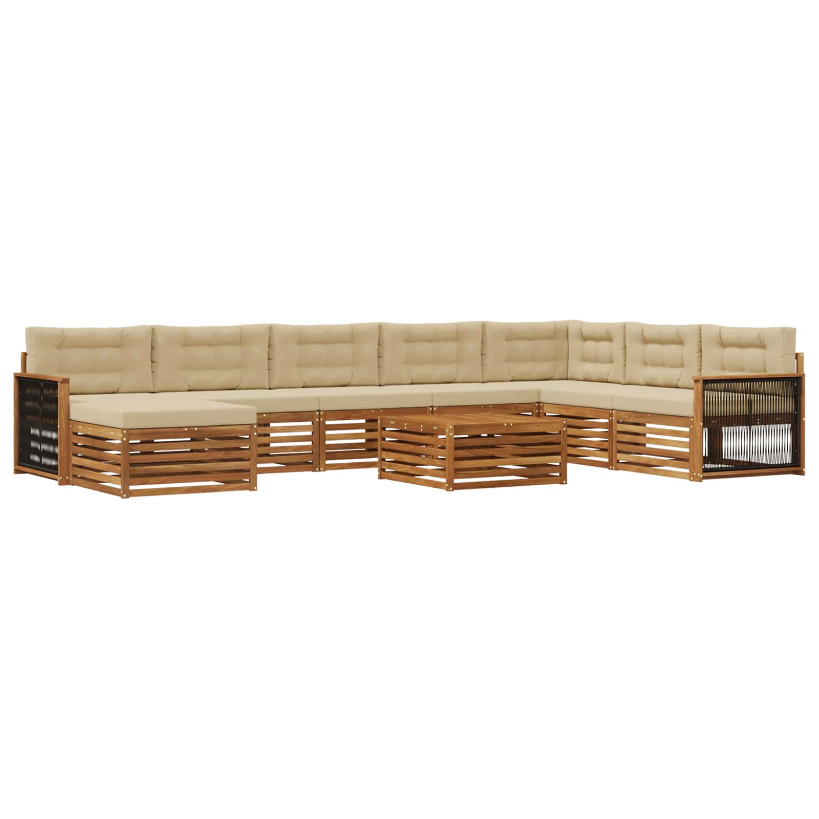 Ensemble de canapés d'extérieur, 9 pièces, naturel et beige, pour la terrasse - 2