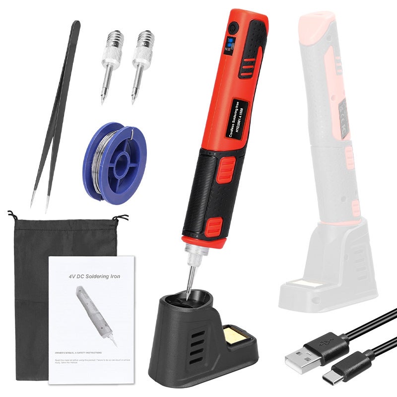 Lyshtar Lutownica Cyna 8W 2000mAh Przenośna, Szybkie Nagrzewanie 450°C, Ładowanie USB, Czujnik Dotykowy, Reflektor LED