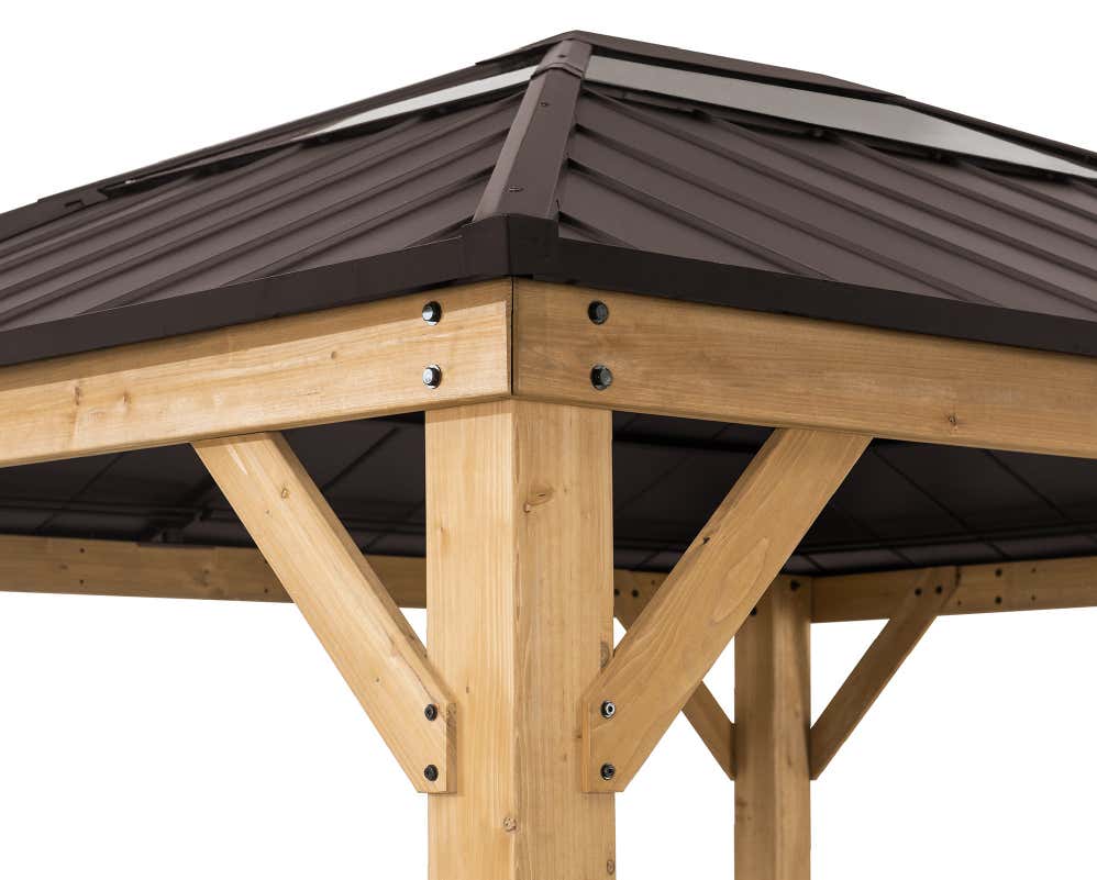 Pavillon de jardin Bruri Sunjoy, 3.9x3.4m dim. ext. (cas échéant incl. débord de toit) naturel, épaisseur paroi : 13,2m² superficie totale - 4