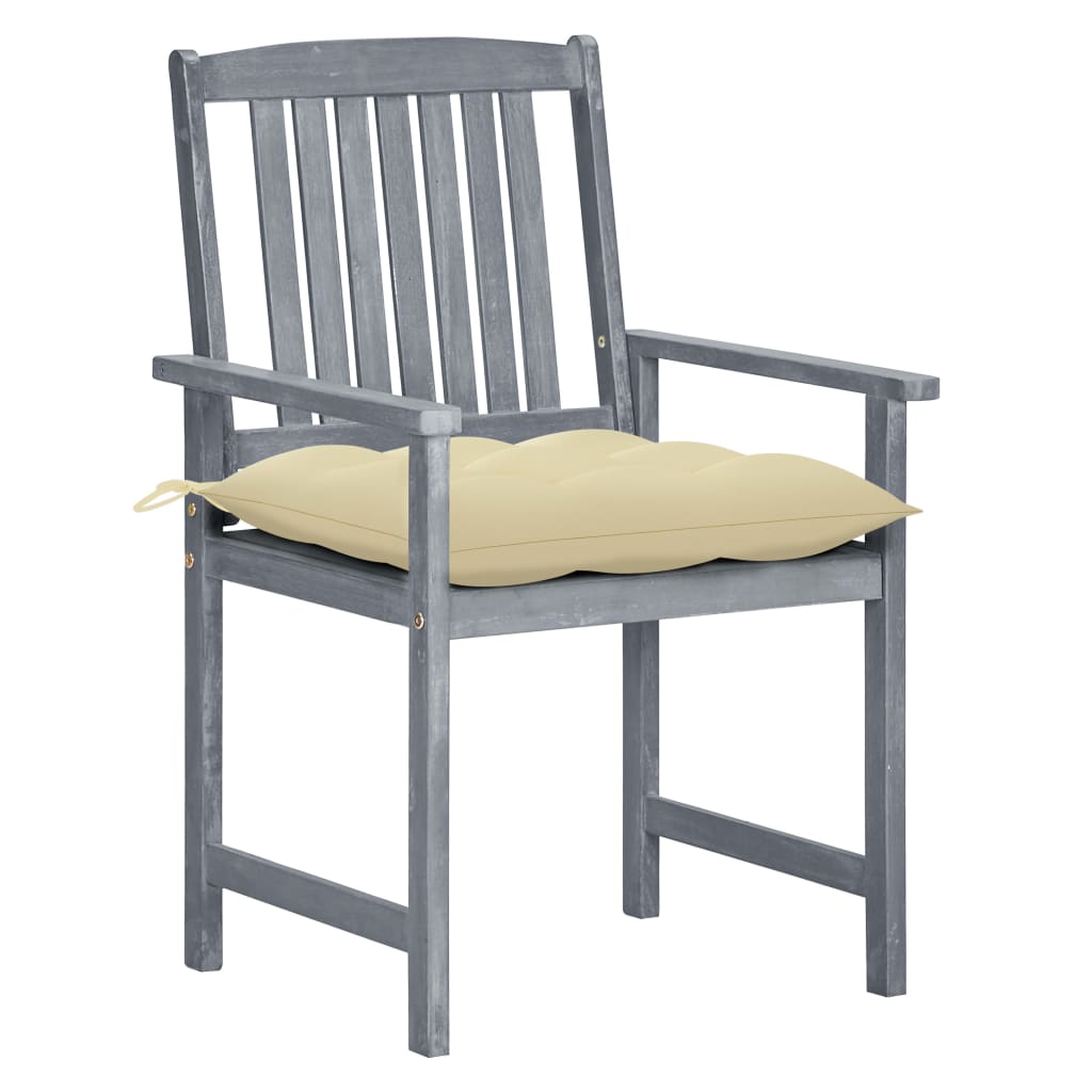 Chaises de jardin avec coussins 8 pcs Bois d'acacia solide Gris 20 - 2
