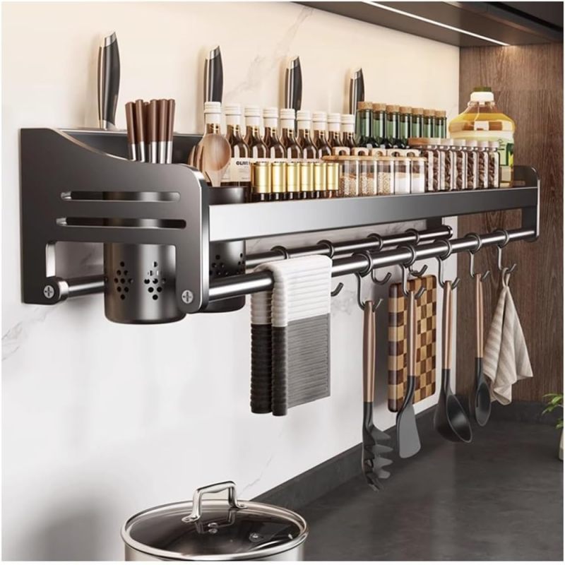 Étagère murale multifonctionnelle en acier inoxydable pour cuisines, en acier au carbone, pour 50 tasses doubles - 2