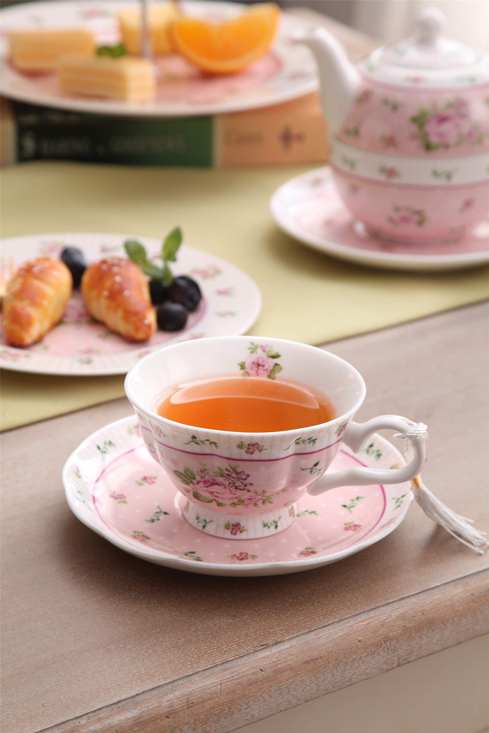 Tazza e piattino da cappuccino in porcellana Bone China Wildflowers Meadow, multicolore, 300 ml, set decorato a mano nel Regno Unito - Italia
