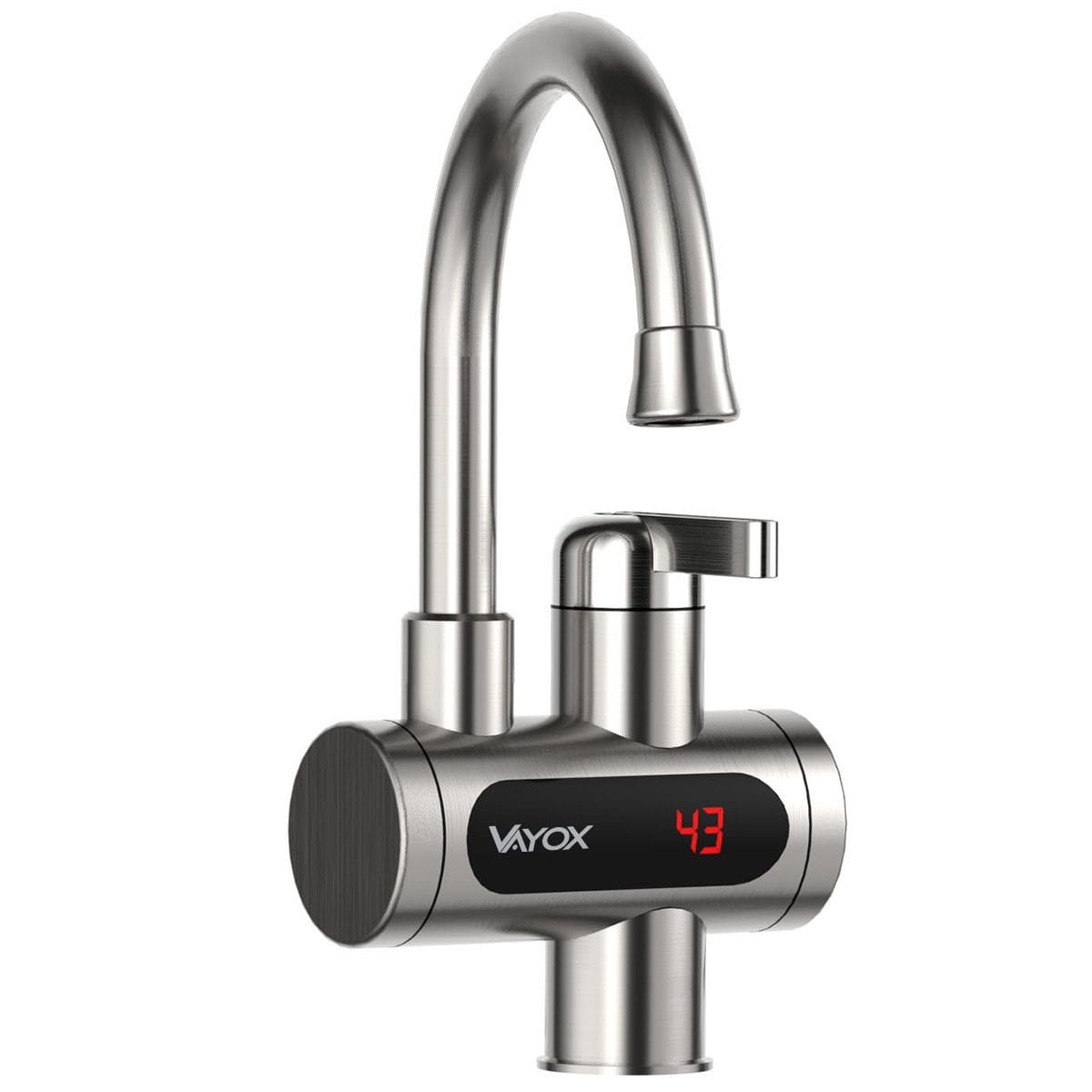 Przepływowy podgrzewacz wody pionowy, wyświetlacz, stal nierdzewna VA0265 VAYOX