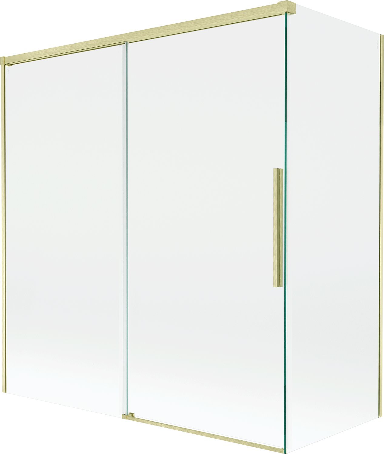 Mexen Rox parawan nawannowy 2-skrzydłowy rozsuwany 150 + 70 x 150 cm, transparent, złoty szczotkowany - 8C9-150-070-55-00