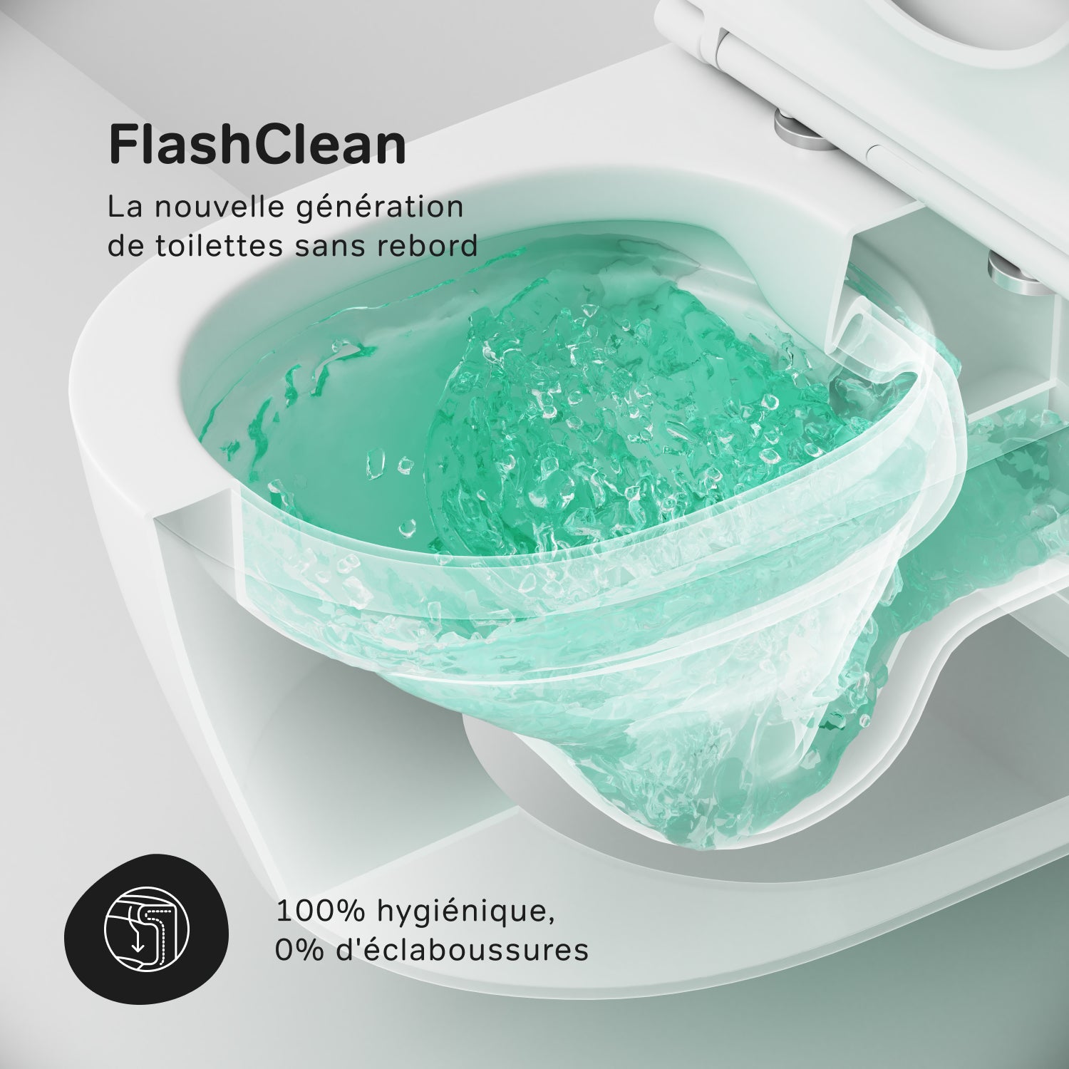 WC Suspendu en céramique sans bride Cuvette Toilette WC suspendu sans bord FlashClean abattant amovible frein de chute Softclosing Blanc AM.PM X-Joy S - 5