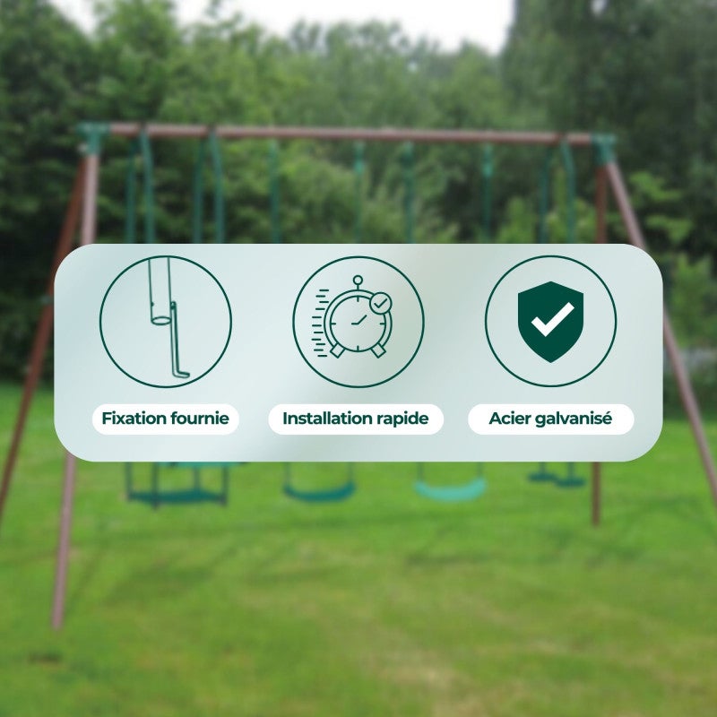 Portique 3 agrès en métal avec face à face MALO MENTHE - 5