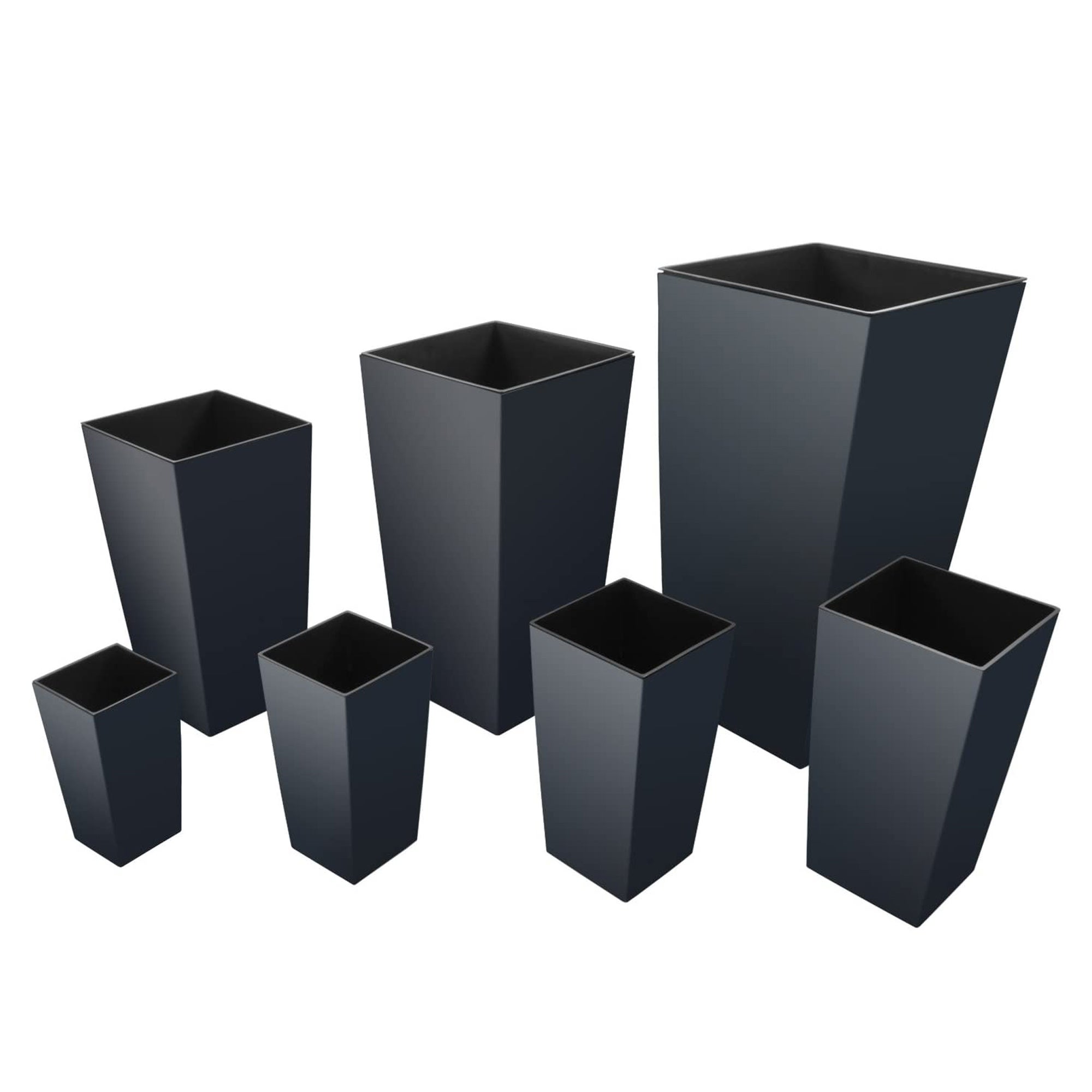 Pack 3 Vaso alto in plastica color antracite 2L - 12,6 x 12,6 x 20 cm - 4