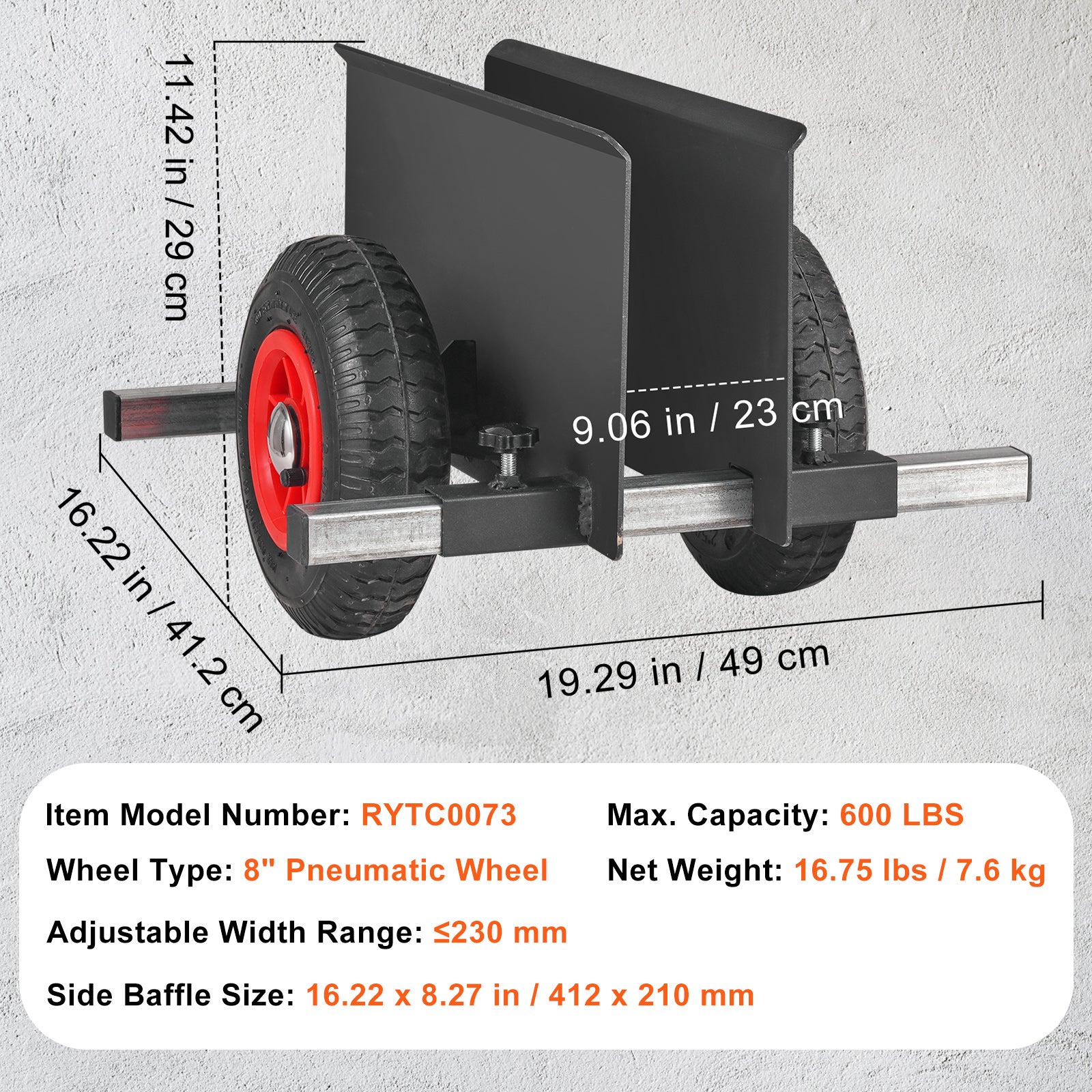 Carrinho para Painéis 600 lb, SucceBuy Carrinho Robusto para Drywall com Rodas Pneumáticas de 8