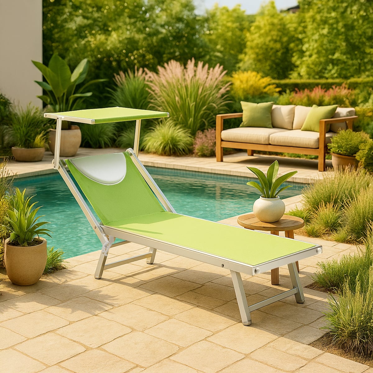 2 Bain de soleil professionnels transat aluminium lits de plage Italia Stock - 2