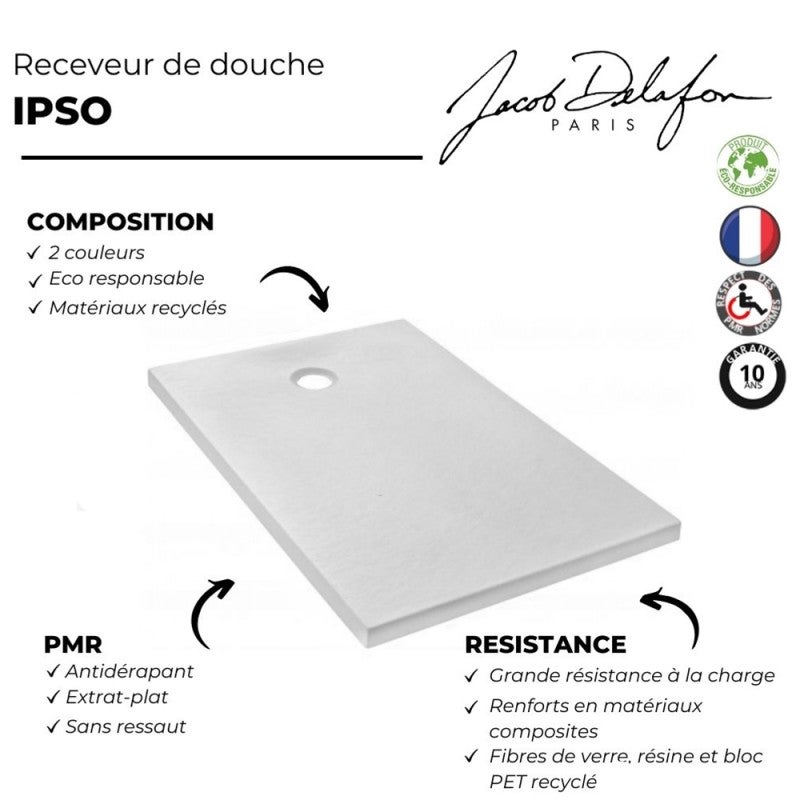 Receveur 140 x 80 JACOB DELAFON Ipso acrylique rectangle blanc - 4