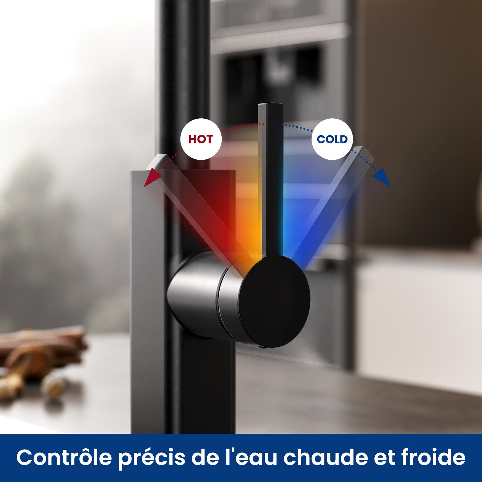 Mitigeur de Cuisine avec Douchette Extractible, Robinet de Cuisine en Inox, Robinet Douchette pour Cuisine Noir - 8