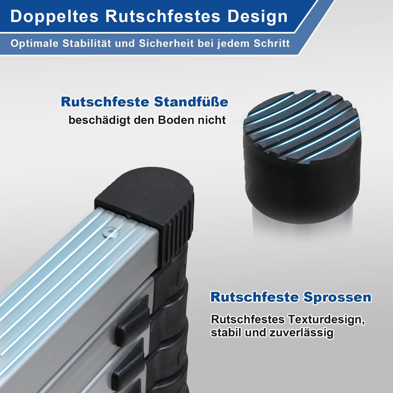 Escabeau echelle telescopique Premium 5m aluminium, antidérapante, multifonction - 6