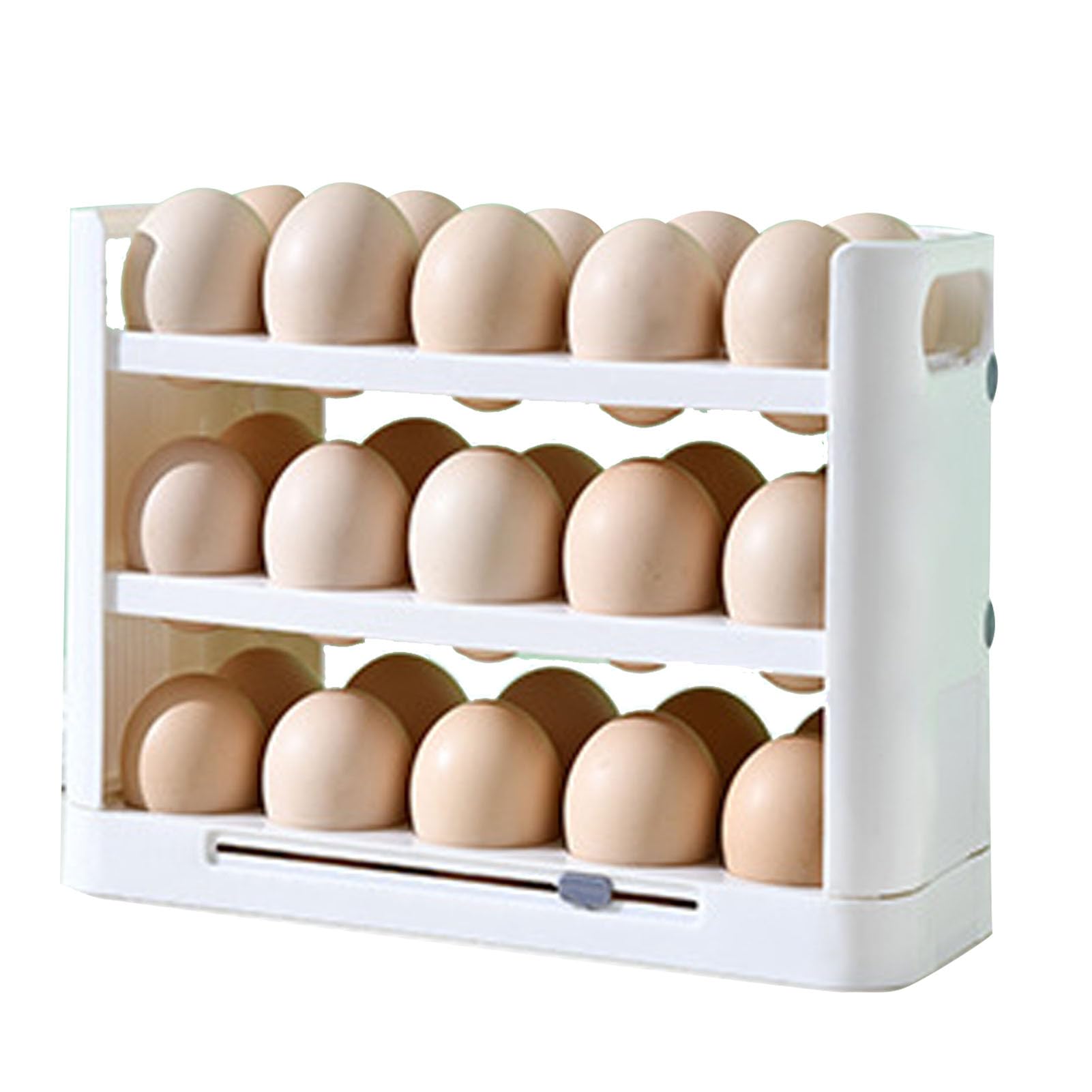 Portauova Da Frigorifero A Doppio Cassetto – Contenitore Impilabile Per 32 Uova – Organizer Salvaspazio In PP Trasparente E Bianco – 24x21x14 Cm