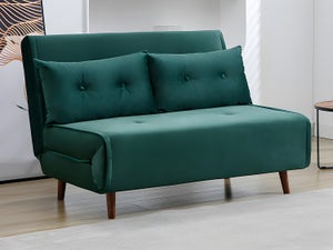 Canapé convertible en velours vert Jean Prévost années 70