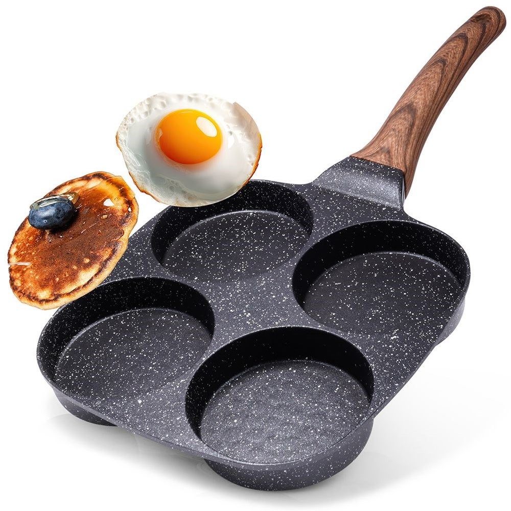Patelnia do jajek granitowa 4 otwory BLACK&amp;WOOD 19x19 cm