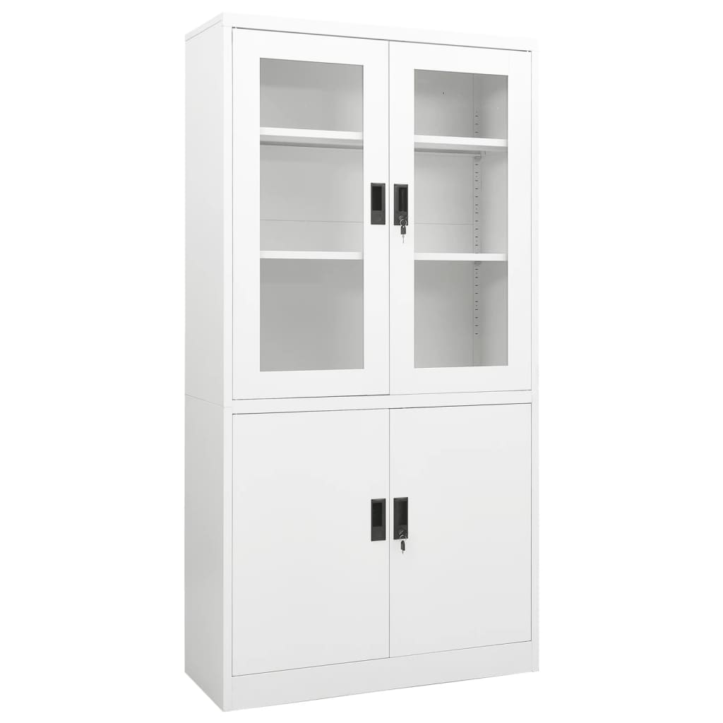 The Living Store Armoire de bureau Blanc 90x40x180 cm Acier Leroy