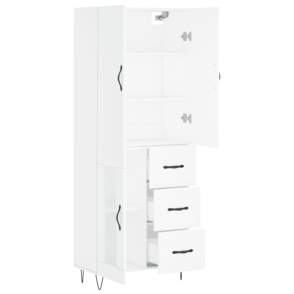 vidaXL Buffet haut Blanc 69,5x34x180 cm Bois d'ingénierie - 4