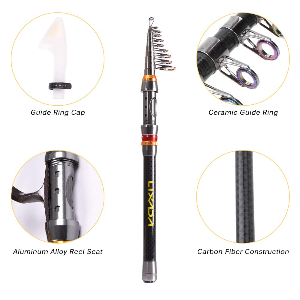 Set Da Pesca Goture Telescopico In Carbonio 24T – Canna Da 1,8-2,7 M Con Mulinello 9+1 Cuscinetti E Accessori Completi