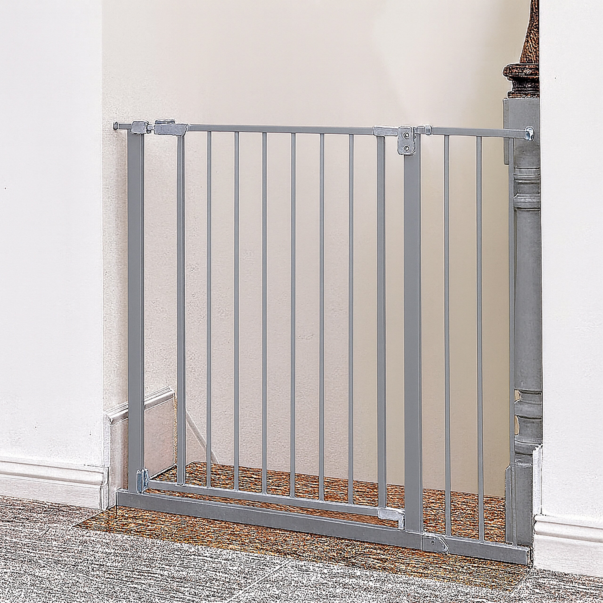 Berrin XXL Protección Escalera Extra Ancha – Sin Perforar, Incluye Tapas Pared Y Placa Base, Ancho 115-125 Cm
