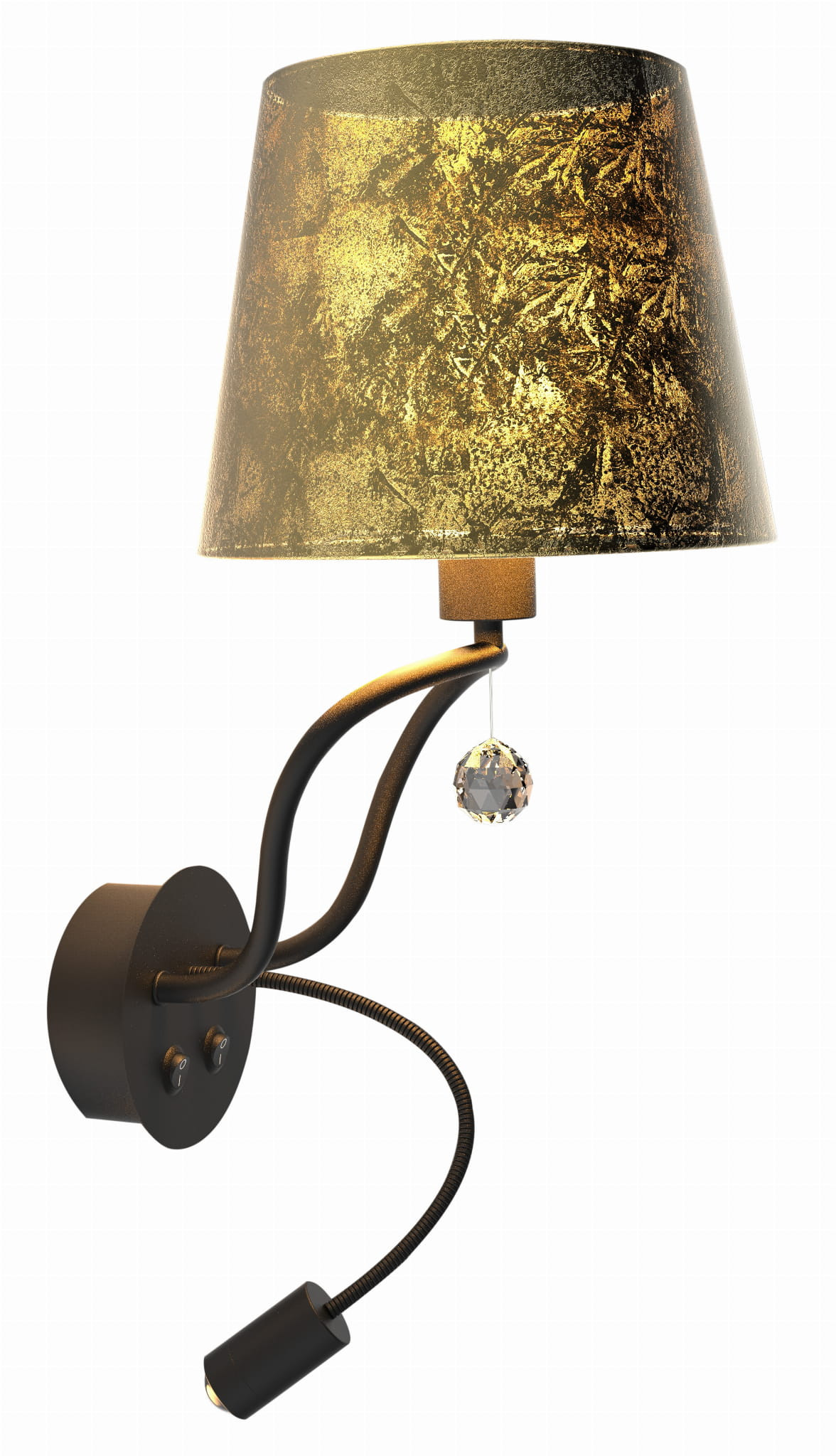 Kinkiet ścienny Saria czarno-złoty-przezroczysty 2xE14x8W wym: 49 x 31 x 25 cm tkanina IP20 Apeti