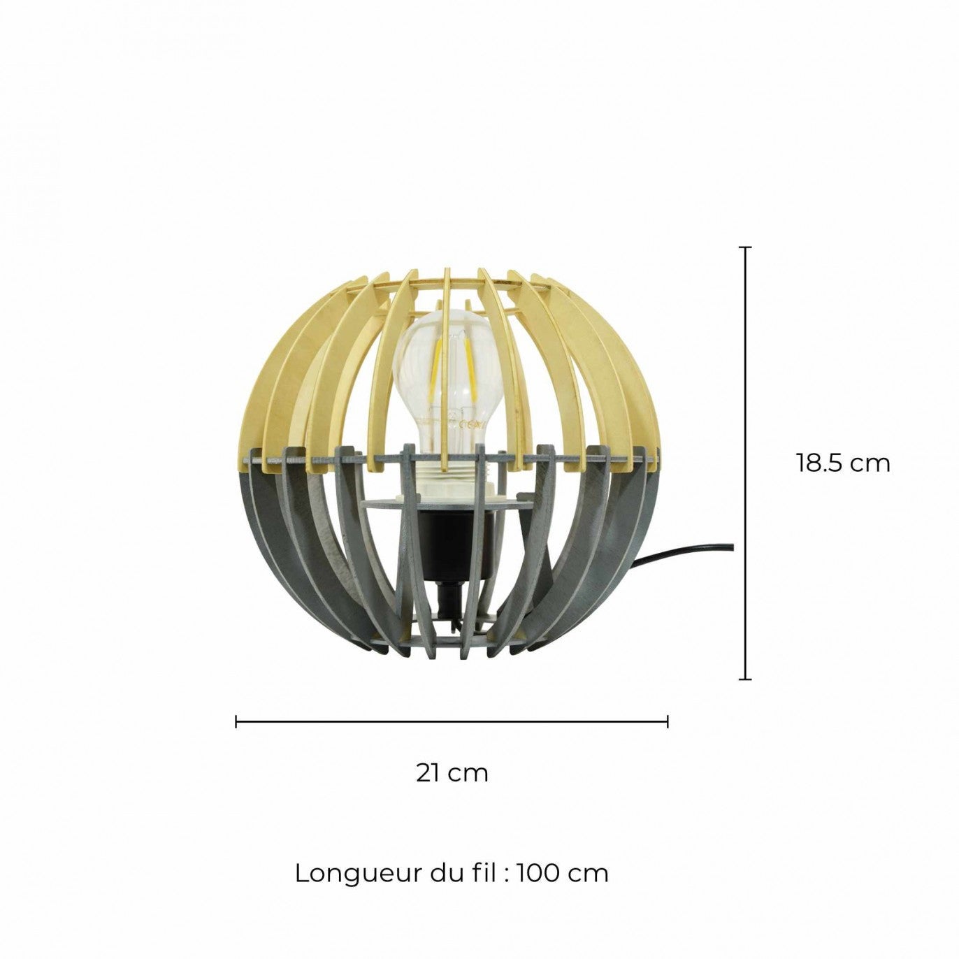 Lampe à poser en bois bicolore - COBLENCE - Blanc et naturel - C-Création - 9