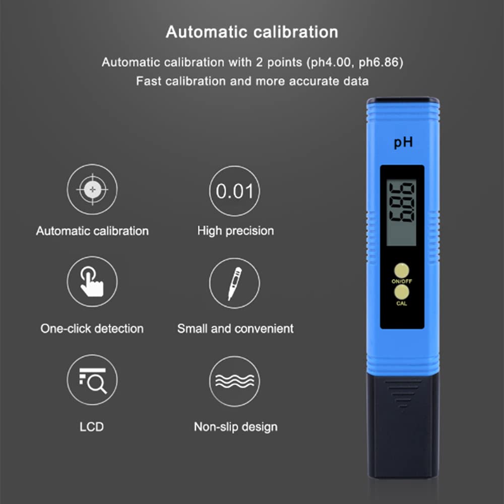 Testeur de qualité de l'eau pH-mètre, plage de mesure 0-14, haute précision 0,01, adapté à l'eau hydroponique domestique, bleu - 5