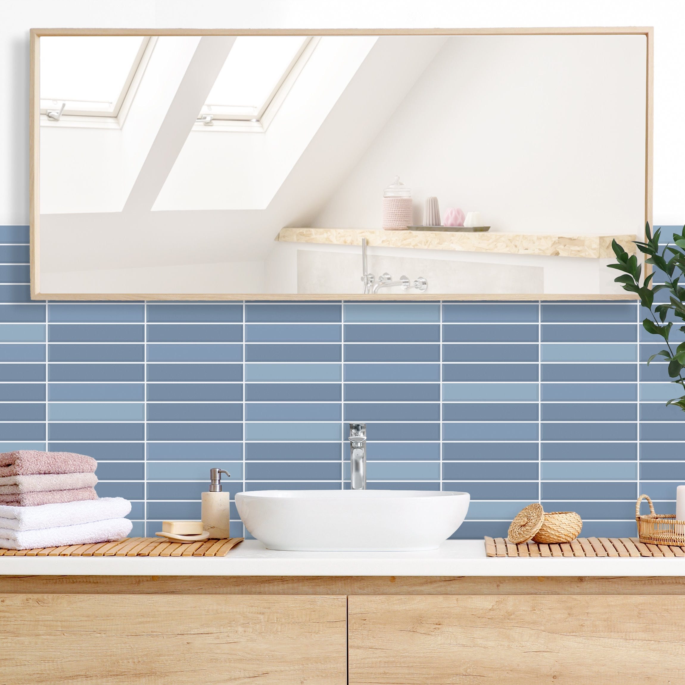 Panneau mural pour salle de bain - Carrelage métro - Bleu clair 400 x ...