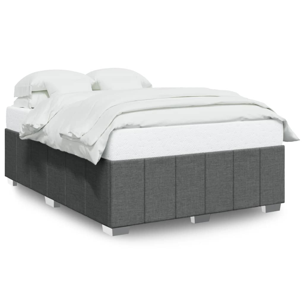 Cadre de lit sans matelas gris foncé 160 x 200 cm tissu - 2