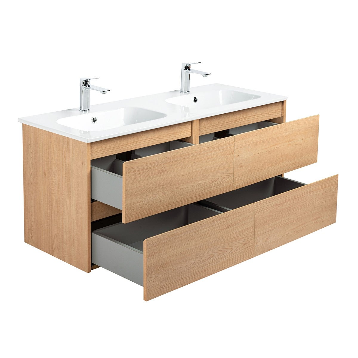 Meuble double Prémonté sous vasque Bois 120Cm SAYA - 4