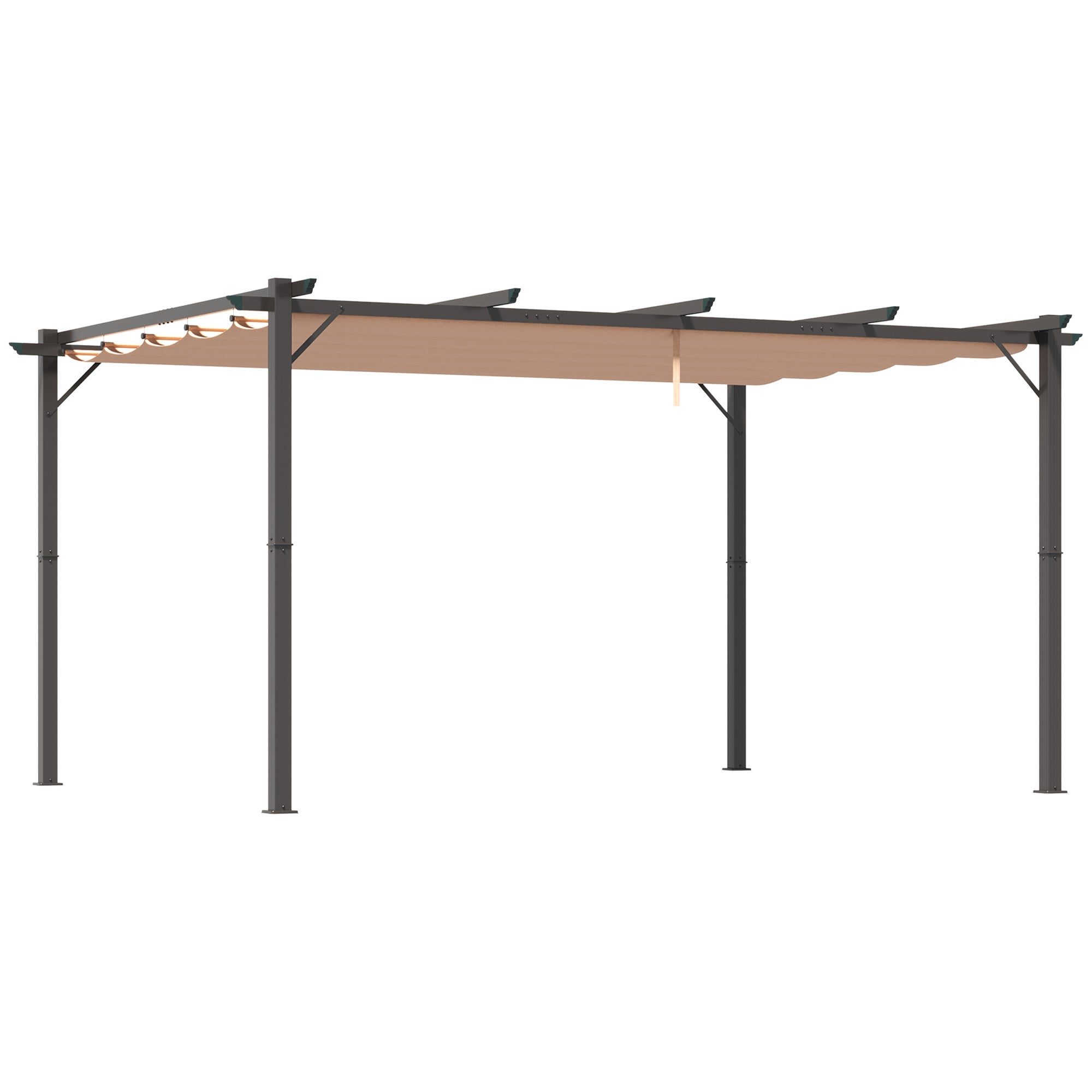 Outsunny Gazebo Da Giardino 3x3m Con Tetto Rigido E Zanzariere Caffe E Khaki~84c 347