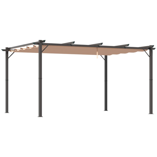 Pergola 3x4m con tetto retrattile in alluminio, protezione solare per terrazza e giardino in grigio e marrone