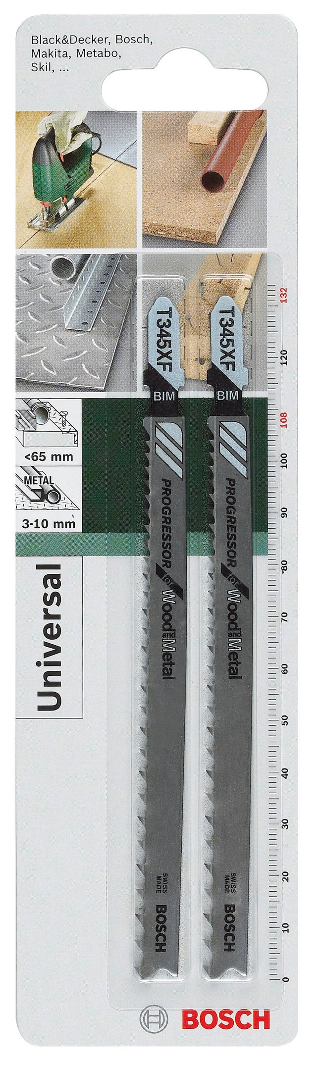 Lot de 2 lames coupe multiusage BOSCH T345xf pour bois et clous