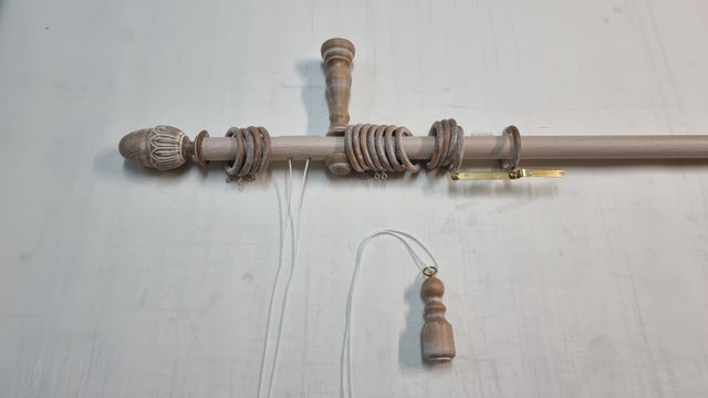 Tringle à rideau en bois de haute qualité, diamètre 35 mm corde couleur bout moulé ancienne longueur 240 CM