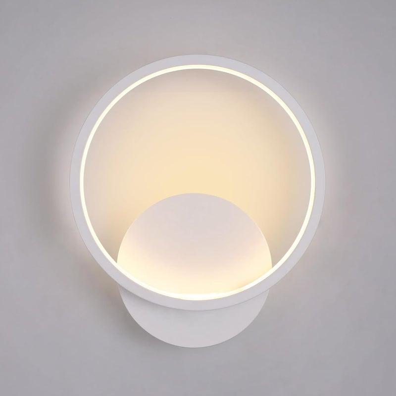 Okrągła lampa ścienna LED do wnętrz o mocy 10 W, ciepłe białe światło 3000 K, idealna do sypialni, salonu, klatki schodowej i przedpokoju, kolor biał