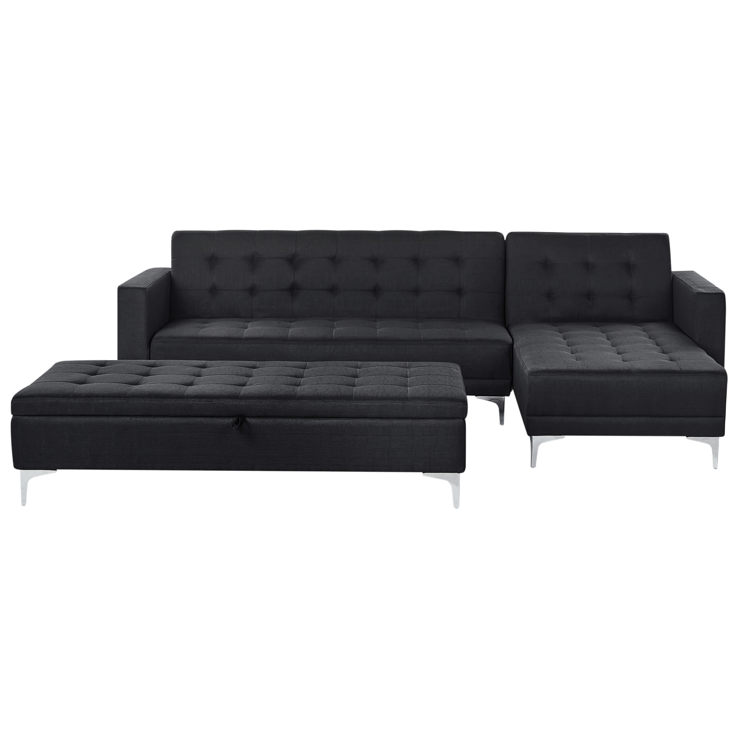 Canapé-lit d'angle modulable ABERDEEN Tissu Gris graphite avec ottoman ...