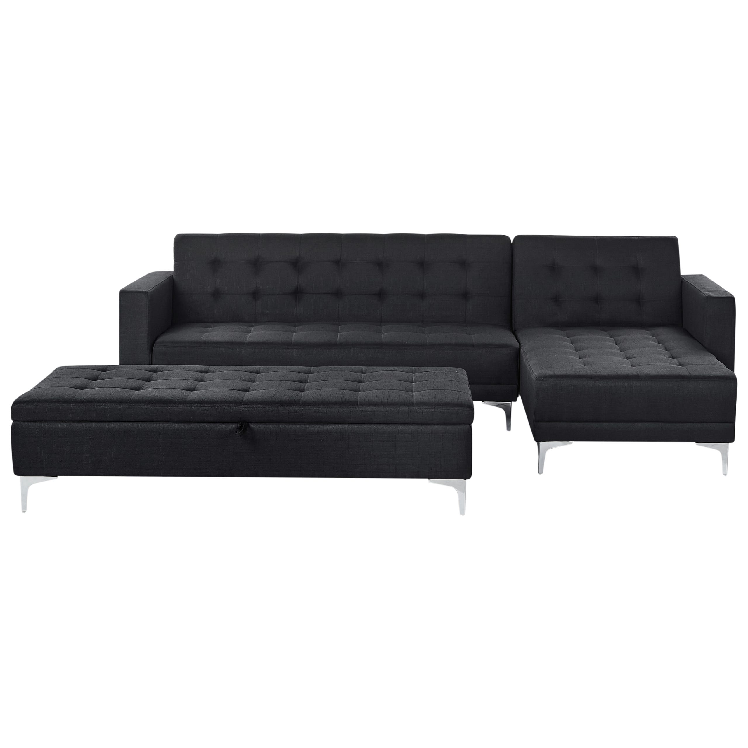 Canapé-lit d'angle modulable ABERDEEN Tissu Gris graphite avec ottoman ...