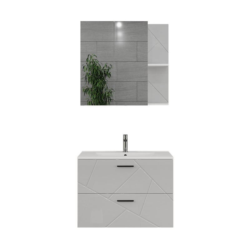 Vicco Zestaw mebli łazienkowych Irma, Biały/biały wysoki połysk, 3 części