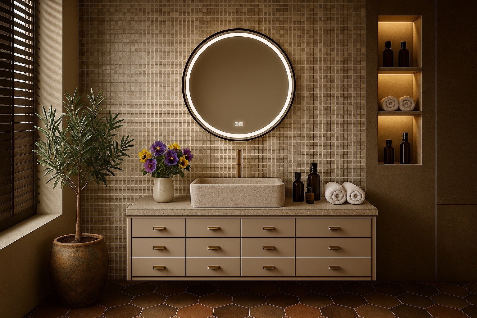 Round Line Deluxe lustro w czarnej ramie 60cm