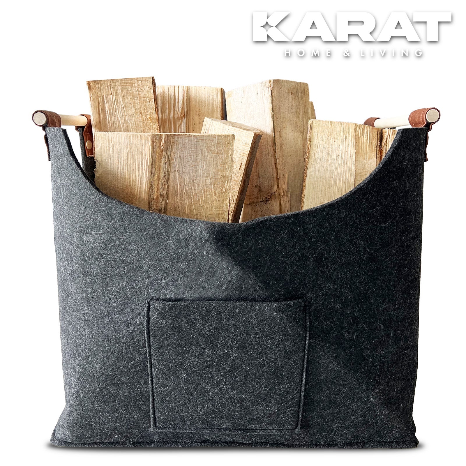 KARAT >Sac En Feutre Conny Sac à Bois De Cheminée Sac à Provisions