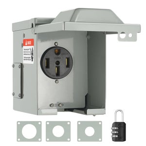 WELLUCK Boîte de prise de courant pour VR de 30 A, 125 V Enceinte Verrouillable Nema TT-30R pour RV, Panneau de réceptacle électrique extérieur pour VR, Prise étanche