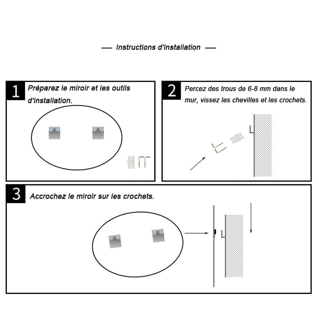Espejo de Baño Ovalado 40x60 cm - de Pared, Giratorio, Marco Negro Elegante para Maquillaje y Decoración - 5