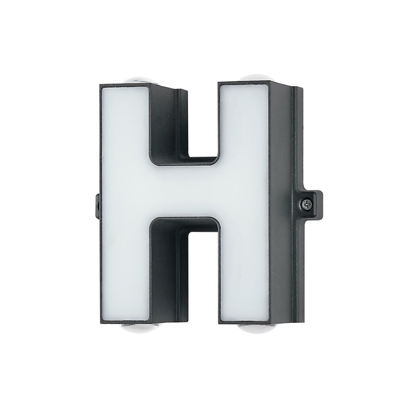 Litera H, Litera ścienna 220V Aluminiowy znak Litera 13 * 5,5 cm