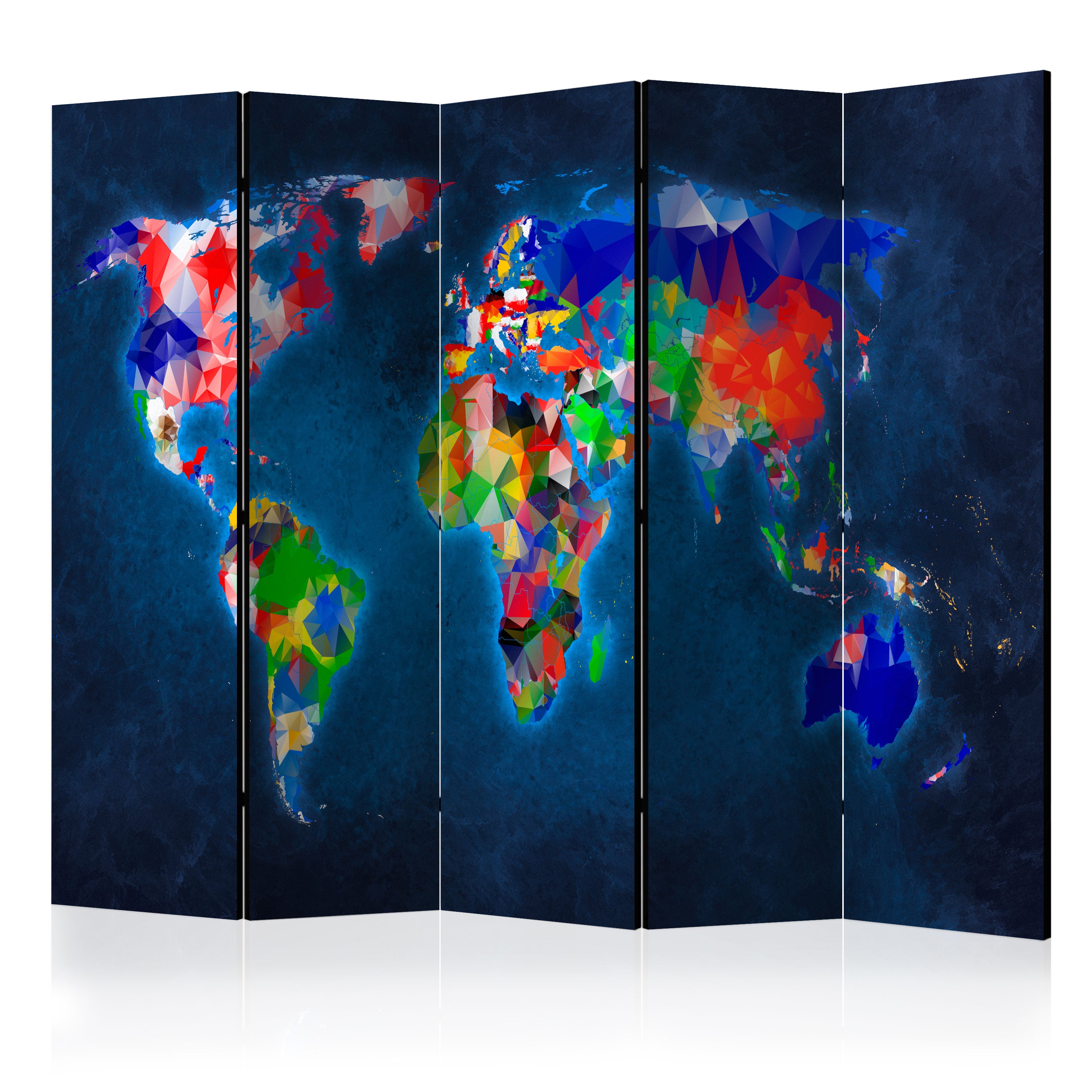 Paravento Decorativo Mappa Colorata | Divisorio Per Ambienti 225x172 Cm | Ideale Per Arredare Con Stile - 5