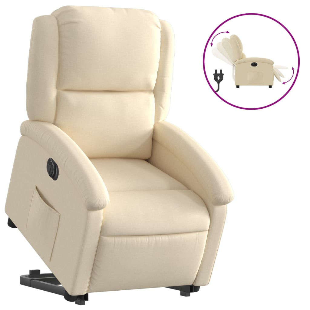 Fauteuil à Bascule En Lin Blanc VidaXL – 74x90x102 Cm, Accueil Moelleux, Bascule Douce - 6