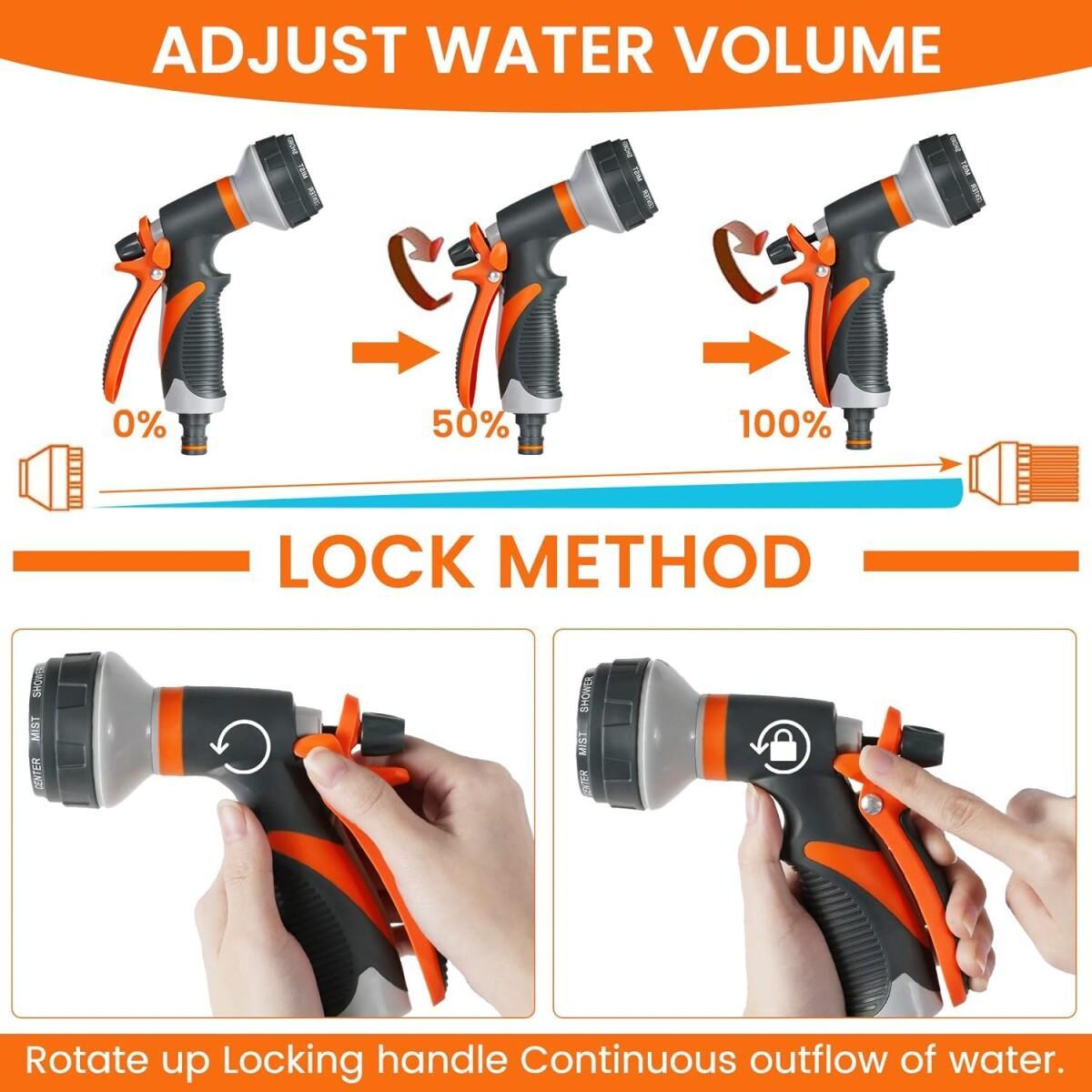 Embout tuyau arrosage pistolet pulvérisateur 8 modes débit réglable raccord tuyau d'arrosage pour arrosage jardin lavage voiture - 3